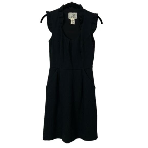 Anthropologie Tabitha Black flutter sleeve patterned Dress Women’s 2 - Picture 1 of 5